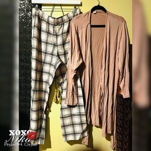 2pc Bundle Charter Club PlaidJana’s pants and Boutique Dusty Rose Cardigan